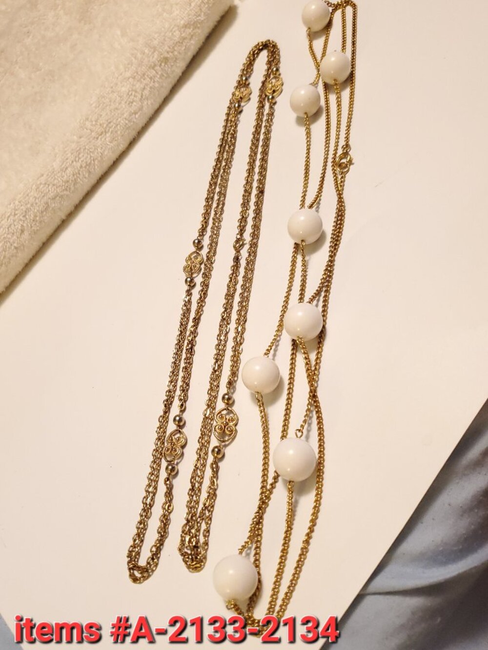 2 Double Length Necklaces, items # A-2133-2134, 94 grams. - Picture 1 of 8